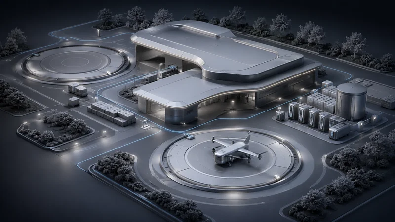 Concept study of landing platforms connected to an energy and ground-service building